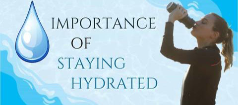 Water droplet with caption Importance of Staying Hydrated