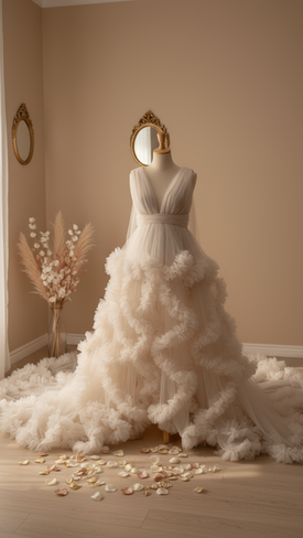 Luxury maternity gown Houston beige