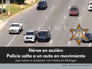 Héroe en acción: Policía salta a un auto en movimiento para salvar a conductor con infarto en Michigan