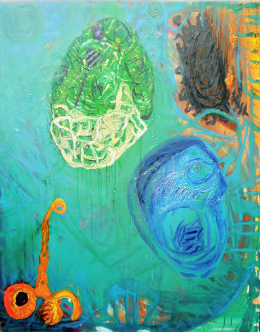 Non-objective abstract oil painting.