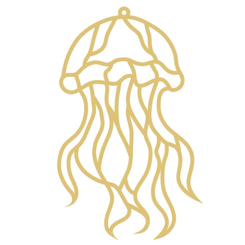 Jellyfish faux stained glass wood cutout design outline