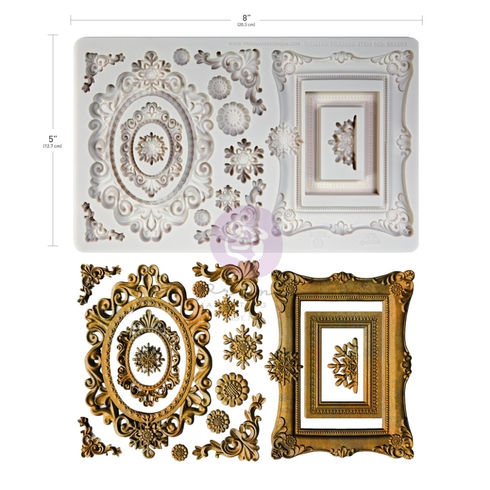 Winter Frames Silicone Decor Mould with gold cast pieces.