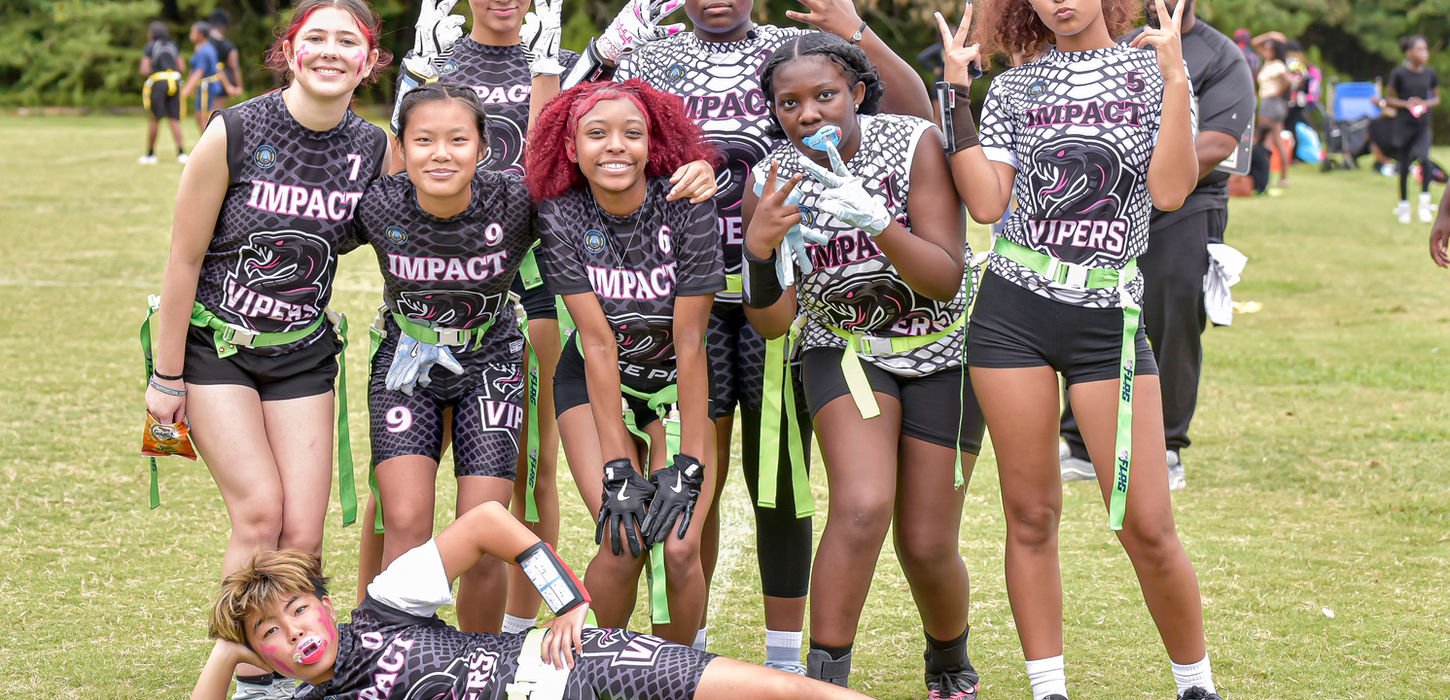 girls playing flag football