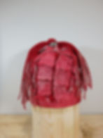 Miniatura: Hand-felted woolen hat  with fringe pompon