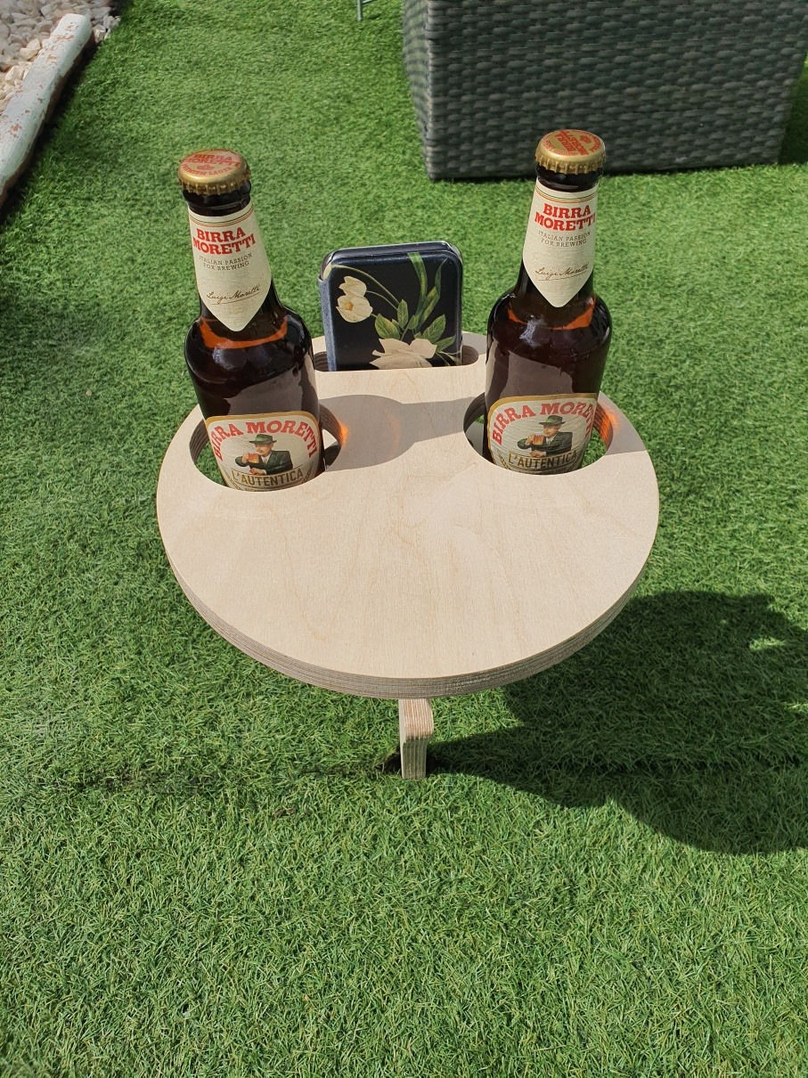 U-Wood Beer Glass/Can/Bottle Picnic Stand