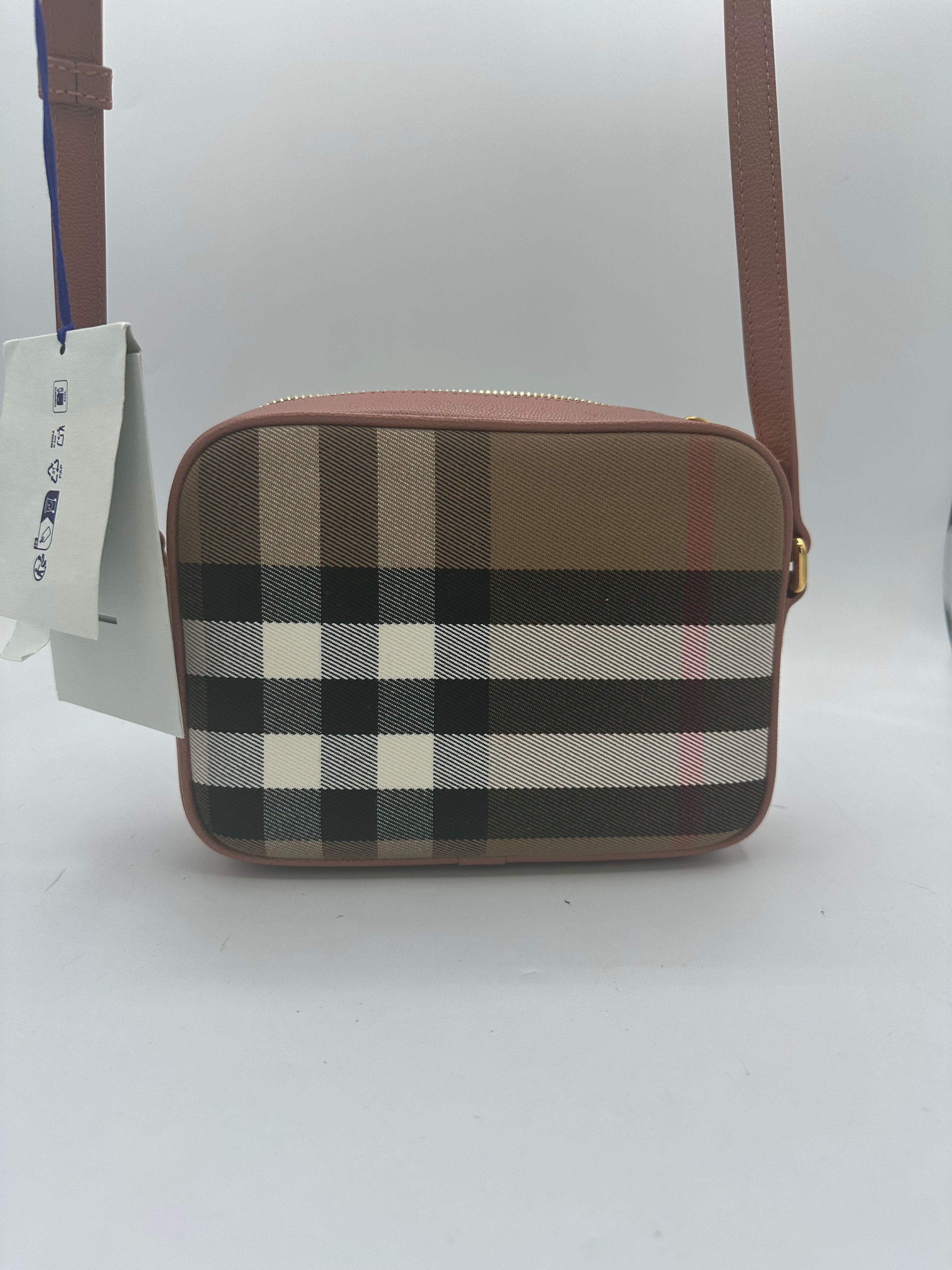 burberry tracolla pelle e tessuto 