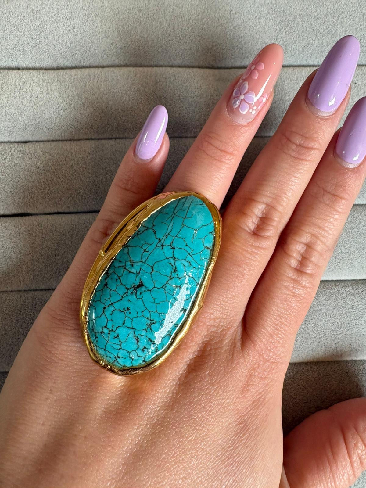 anello ellisse con turchese