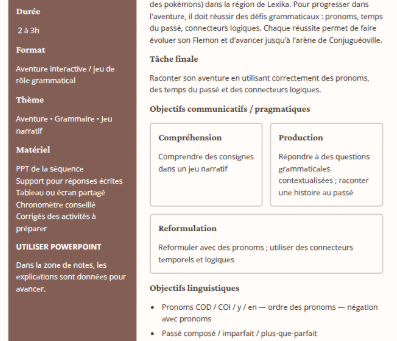 fiche pédagogique français