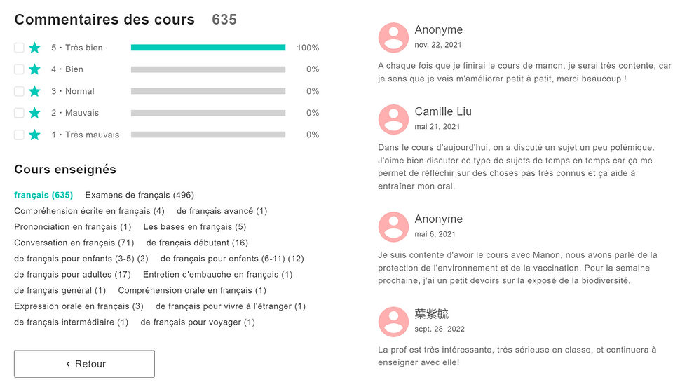 résultats d'utiliser des ressources originales pour enseigner le FLE : commentaires 5 étoiles sur amazing talker