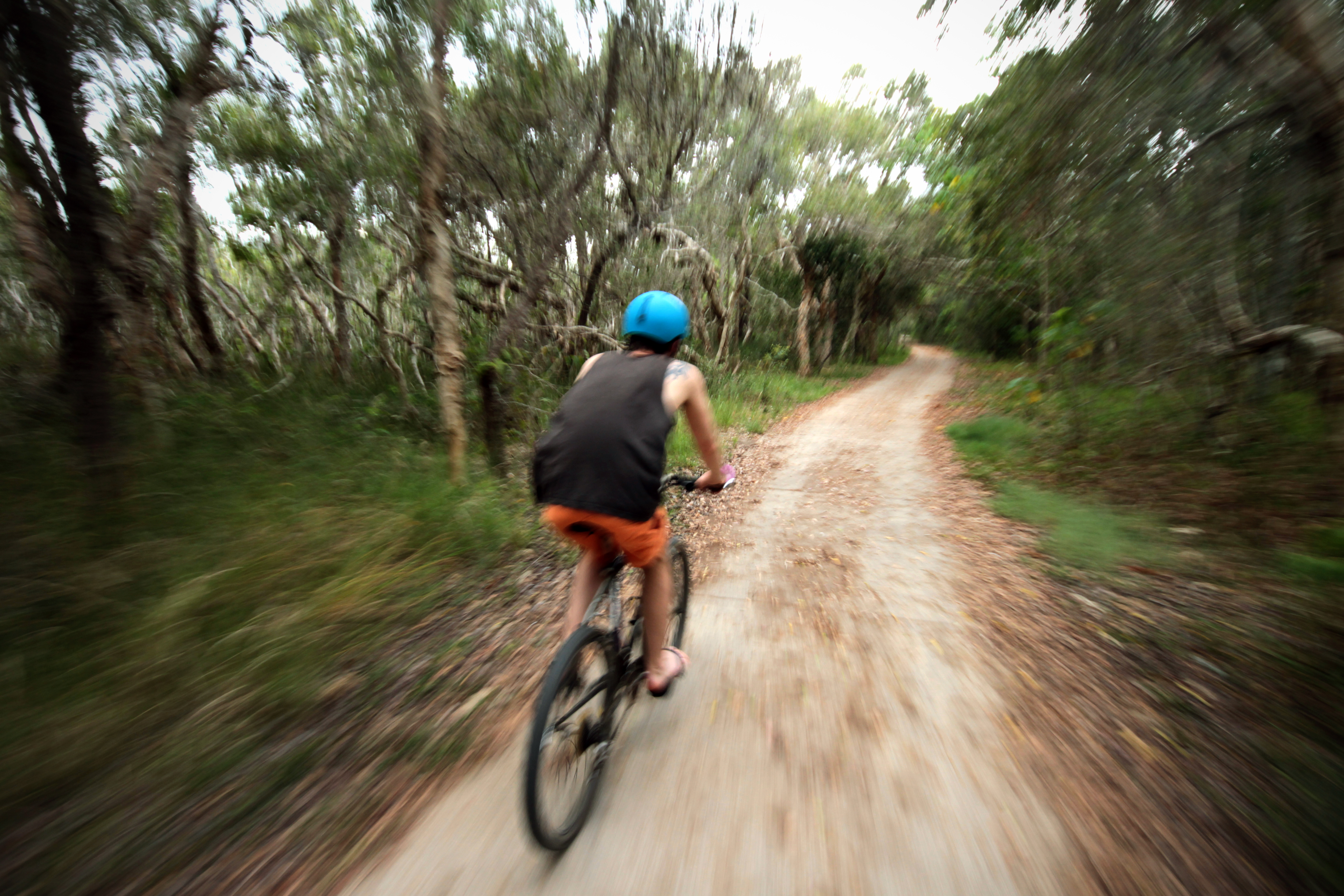 On my bike.