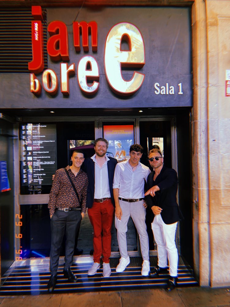 Hans Luchs and his quartet outside Jamboree in Barcelona