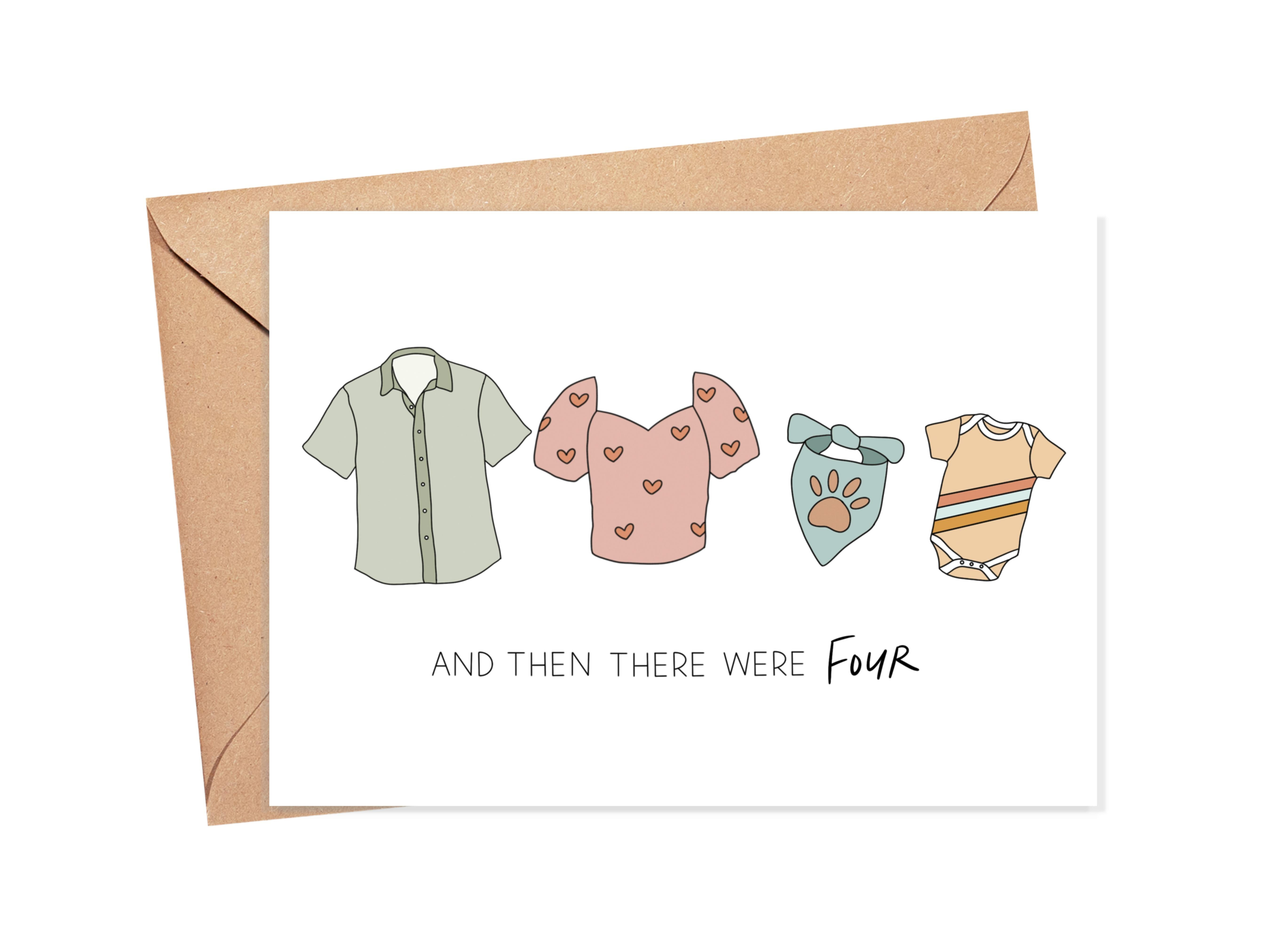 And Then There Were Four New Baby Card