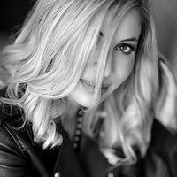 black and white female portrait