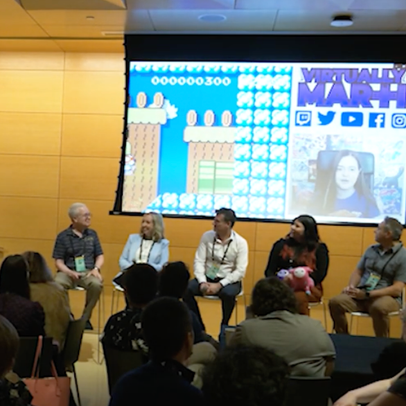 Dr. Shilling moderating Games for Change panel on strategic partnerships in social impact gaming