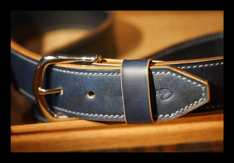 Thumbnail: 1.5” Belt Navy Blue Shell Cordovan / Navy Blue “North of Cordovan” 
