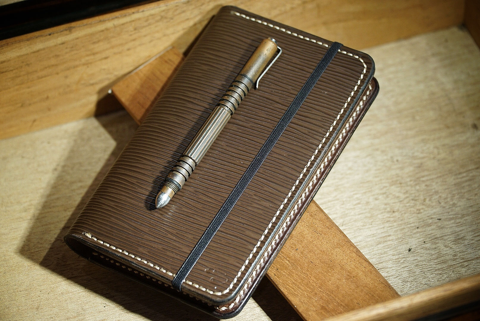 Brown Epi Leather Small Moleskine Cover 