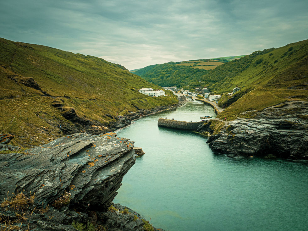 Boscastle Estuary  and 16th century harbour. North Cornwall  