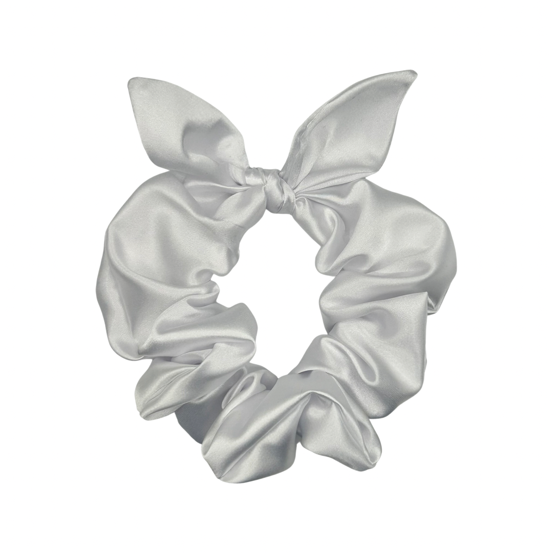 Tie White Satin Scrunchie 