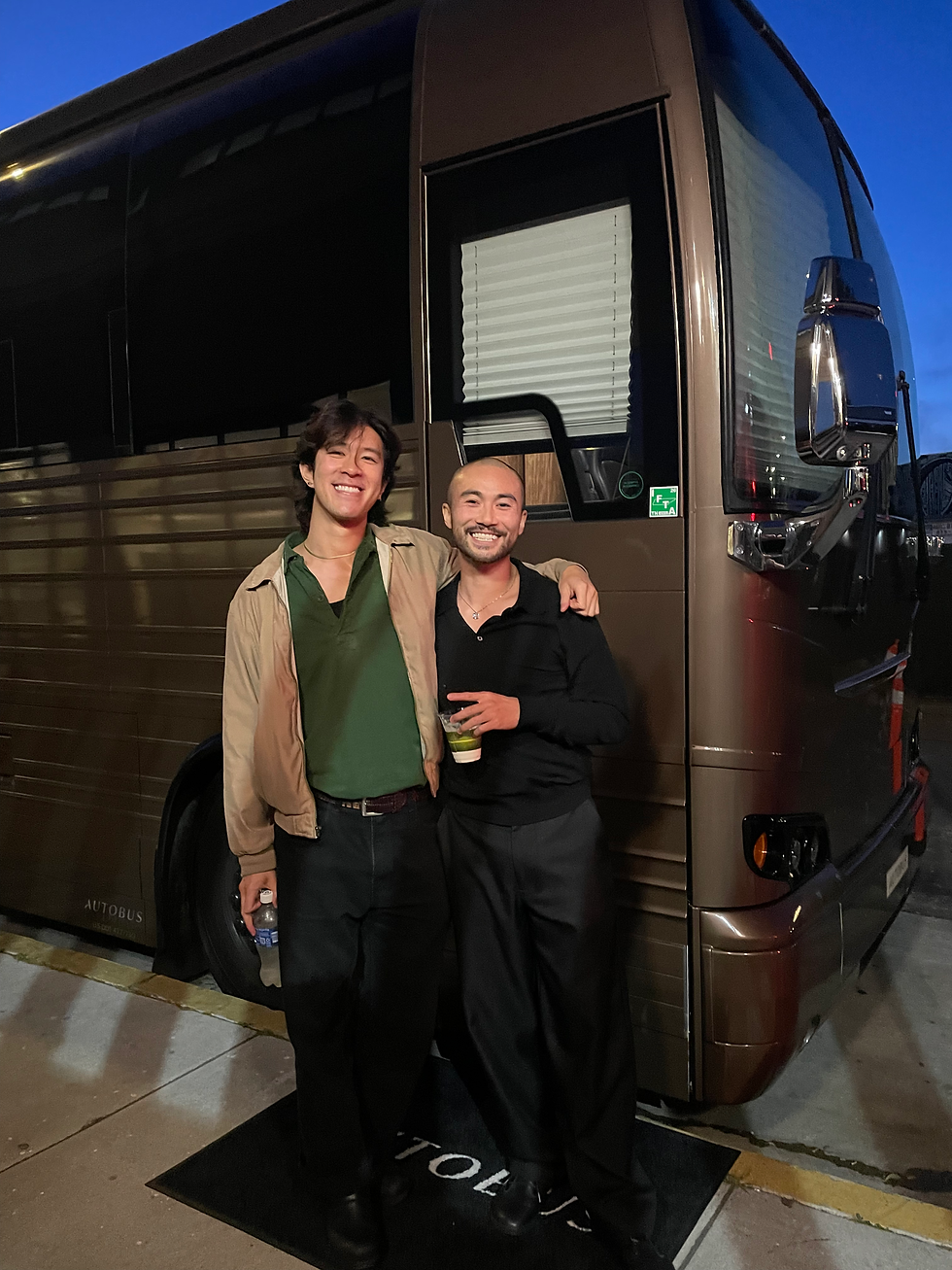 Me & George in front of Yebba's tour bus, lol