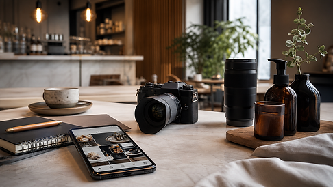 Firefly_gpt-image_A premium small business branding content setup, professional mirrorless