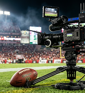 Firefly_Gemini Flash_A professional sports videography setup featuring an American footbal