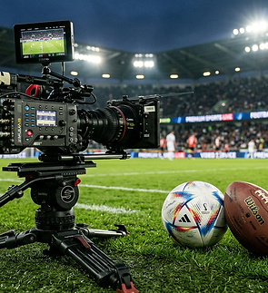Firefly_Gemini Flash_A cinematic sports videography scene showing a professional cinema ca