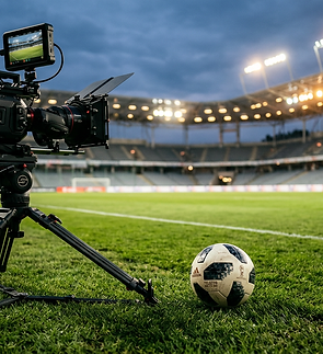 Firefly_Gemini Flash_A cinematic sports videography setup featuring a professional cinema 