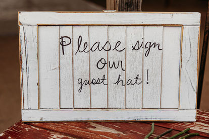 Rustic wedding, cowboy hat, wedding guest book, pioneer living history museum