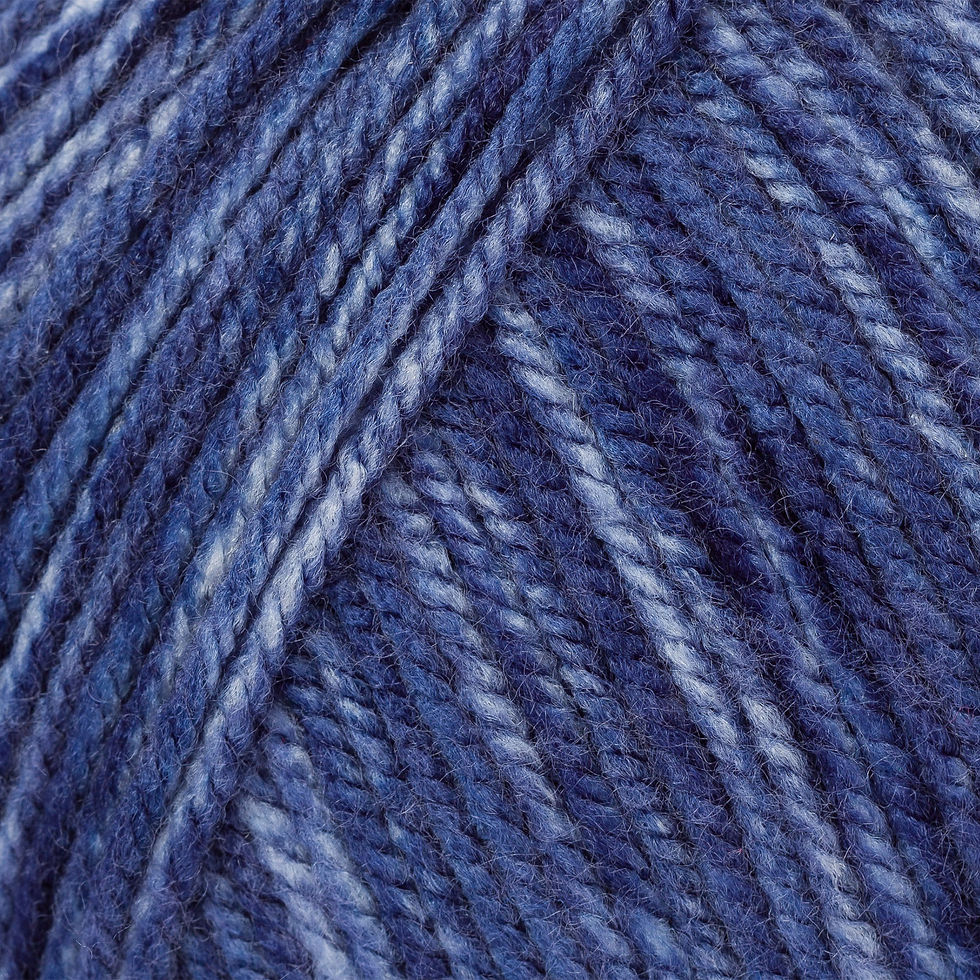 Patons Fab DK Wool in navy denim colour - 2370. 100g balls. 100% acrylic. Shows close up of the ball of wool.