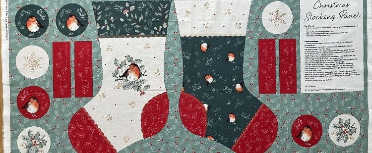Thumbnail: Robin Stocking Panel | Christmas Fabric | Crafty Mammy Fabrics
