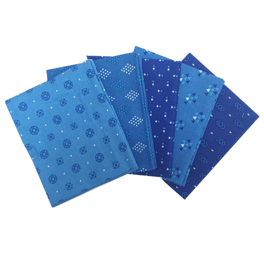 Thumbnail: Blue fat quarter fabric bundle showing different fabrics again