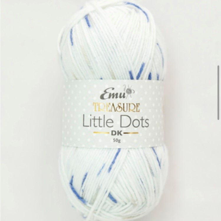 Emu Treasure Little Dots Double Knitting wool in colour Twinkle Twinkle. 50g balls. 55% Nylon, 45% Acrylic.