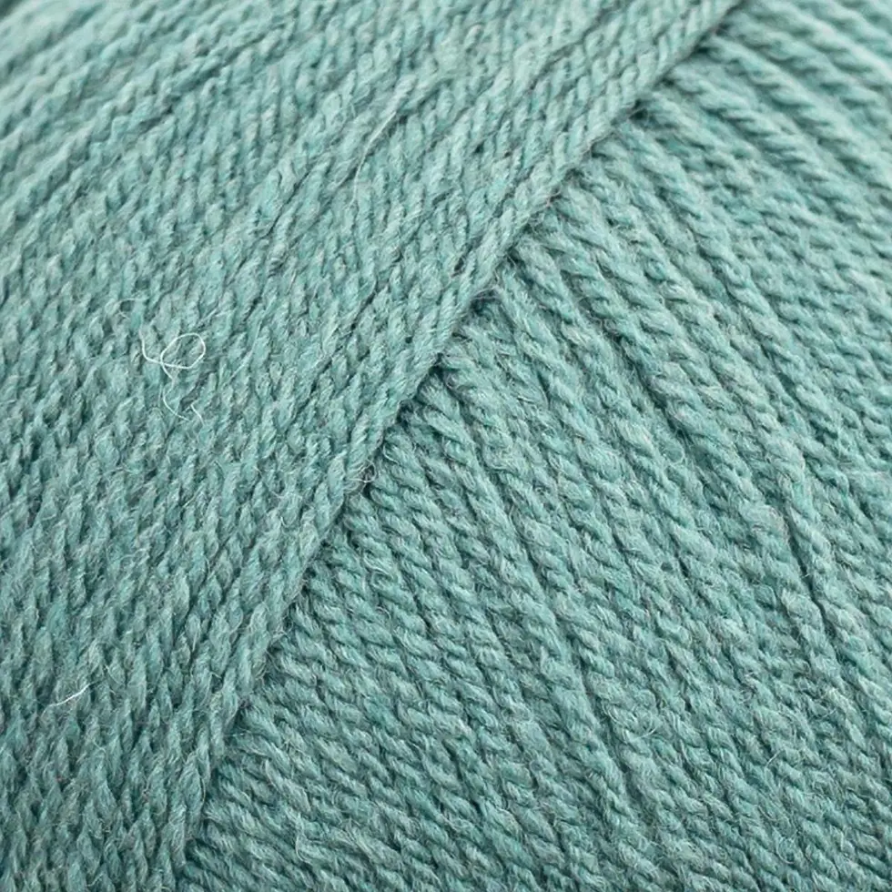 Emu Classic Aran with Wool in gentle sage colour. 400g balls. 80% premium acrylic, 20% wool. Close up of wool