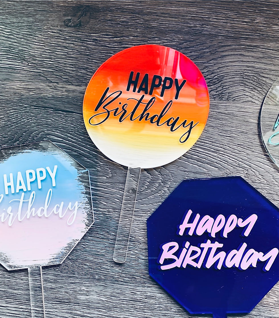 Thumbnail: Custom Circle Painted Cake Topper