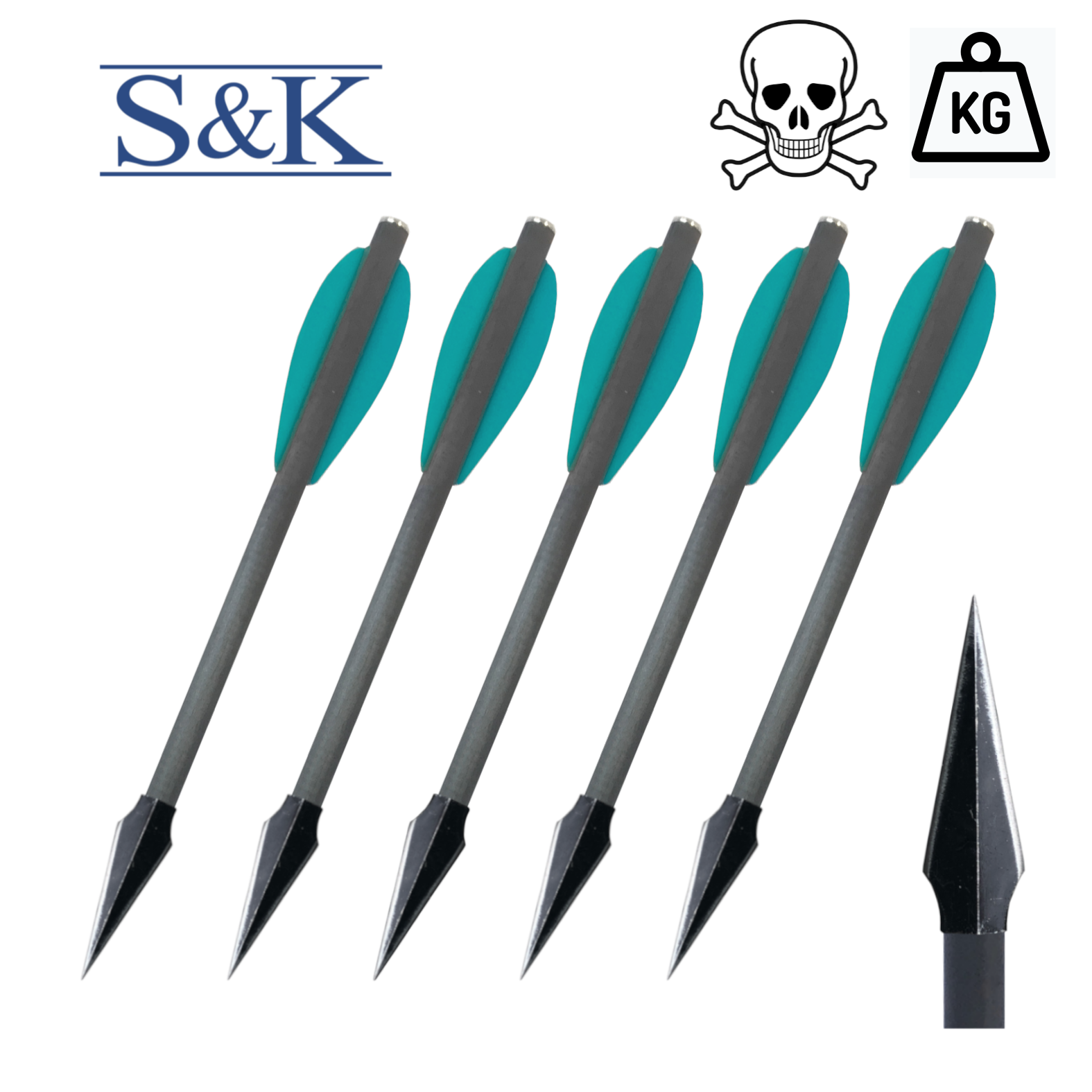 10 x Jagdbodkin aus Carbon für Pistolenarmbrüste 6,3" (160mm) - extrem - B Ware