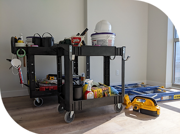 service carts with tools and materials