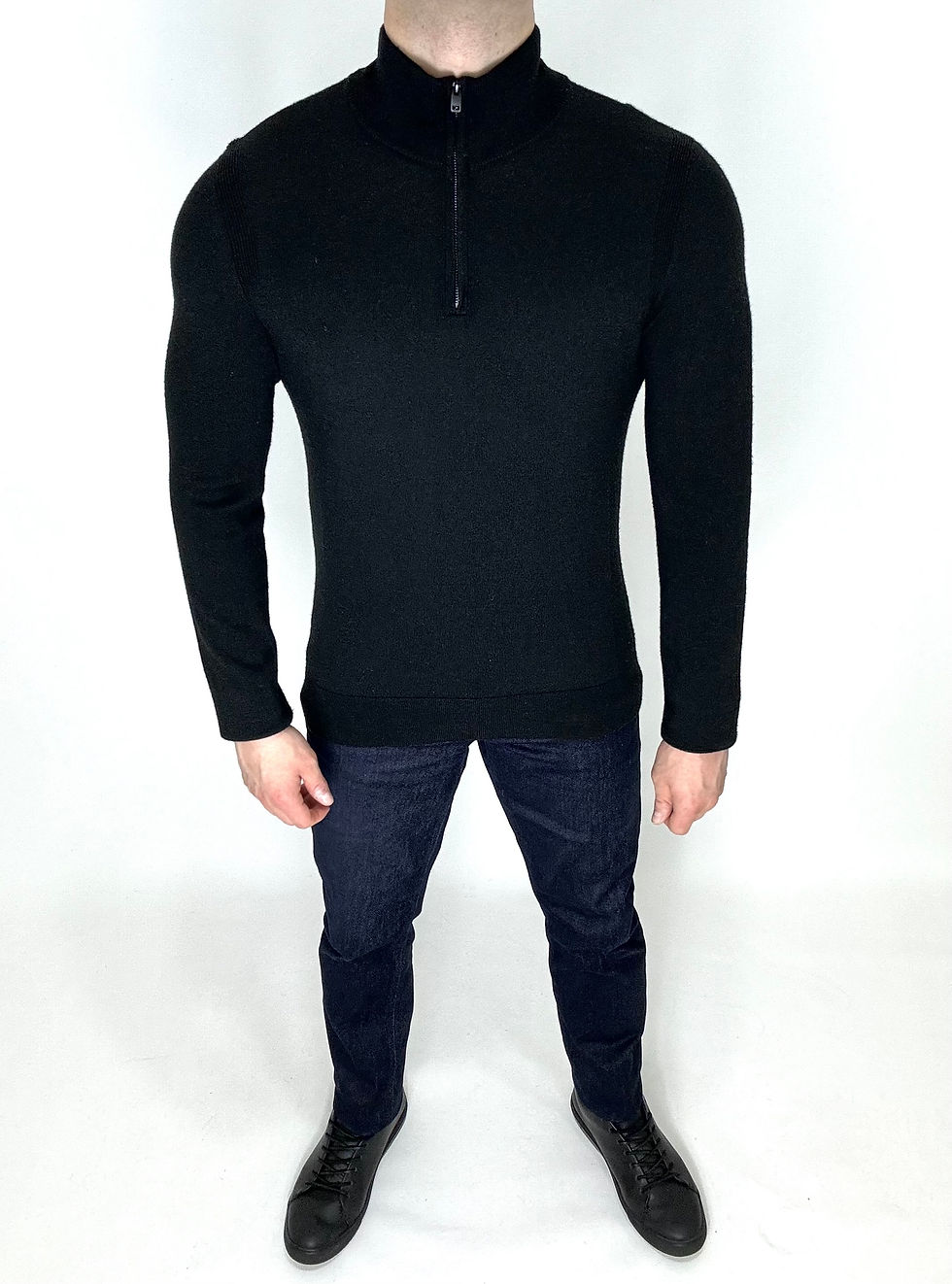 Fitted Quarter Zip Wool Pull Over