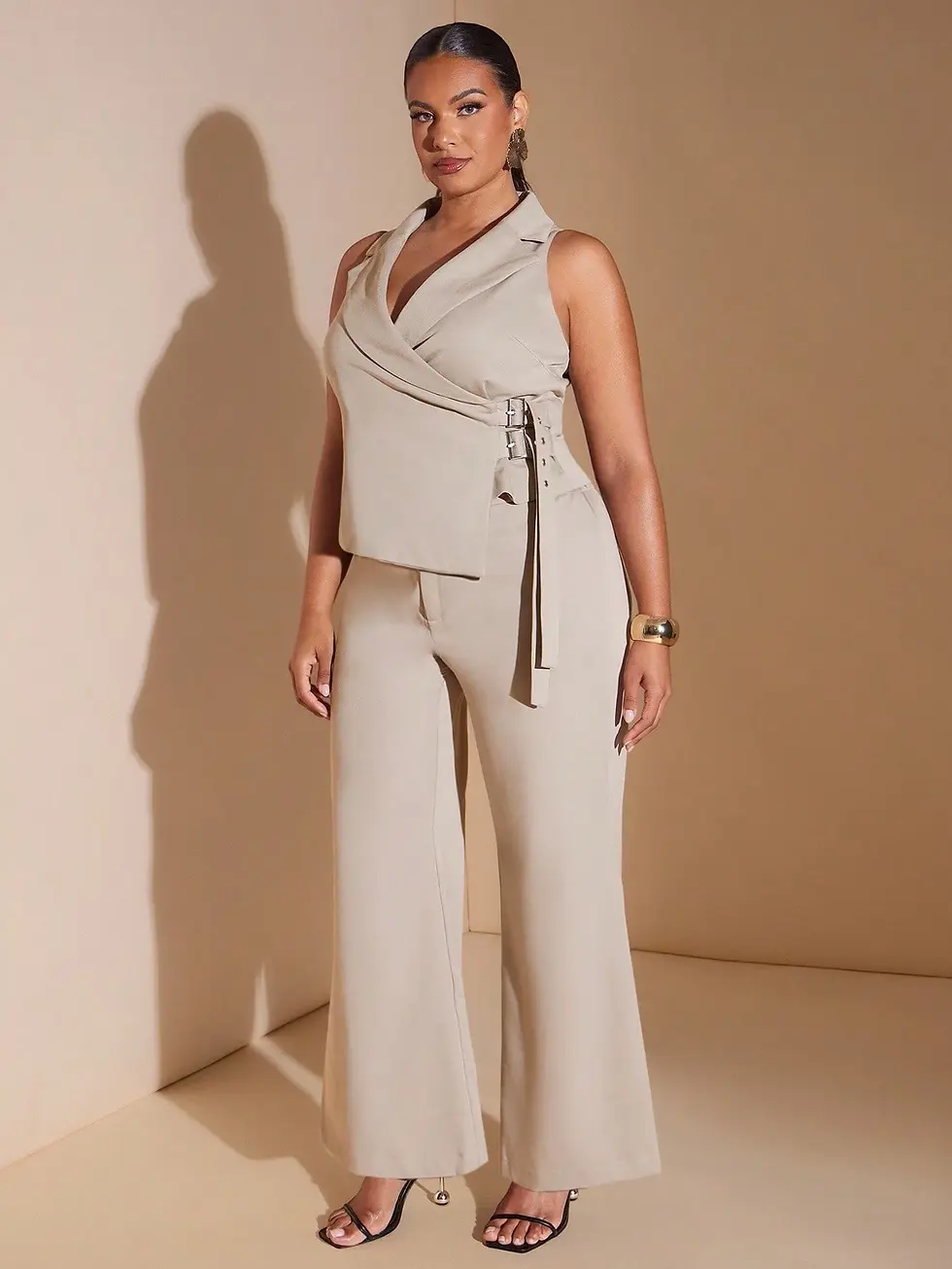 Thumbnail: Perfectly Plus Workin it Wrap Vest & Pants Suit Set