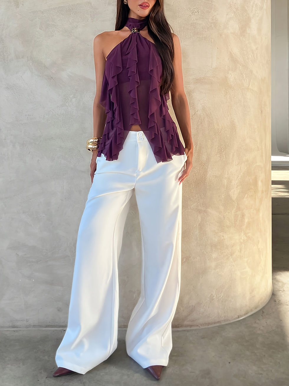 Thumbnail: Kutesy Kulture Khalani Ruffled Front Top 