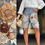 Thumbnail: Bizarre Bottoms Denim Distressed Floral Shorts 
