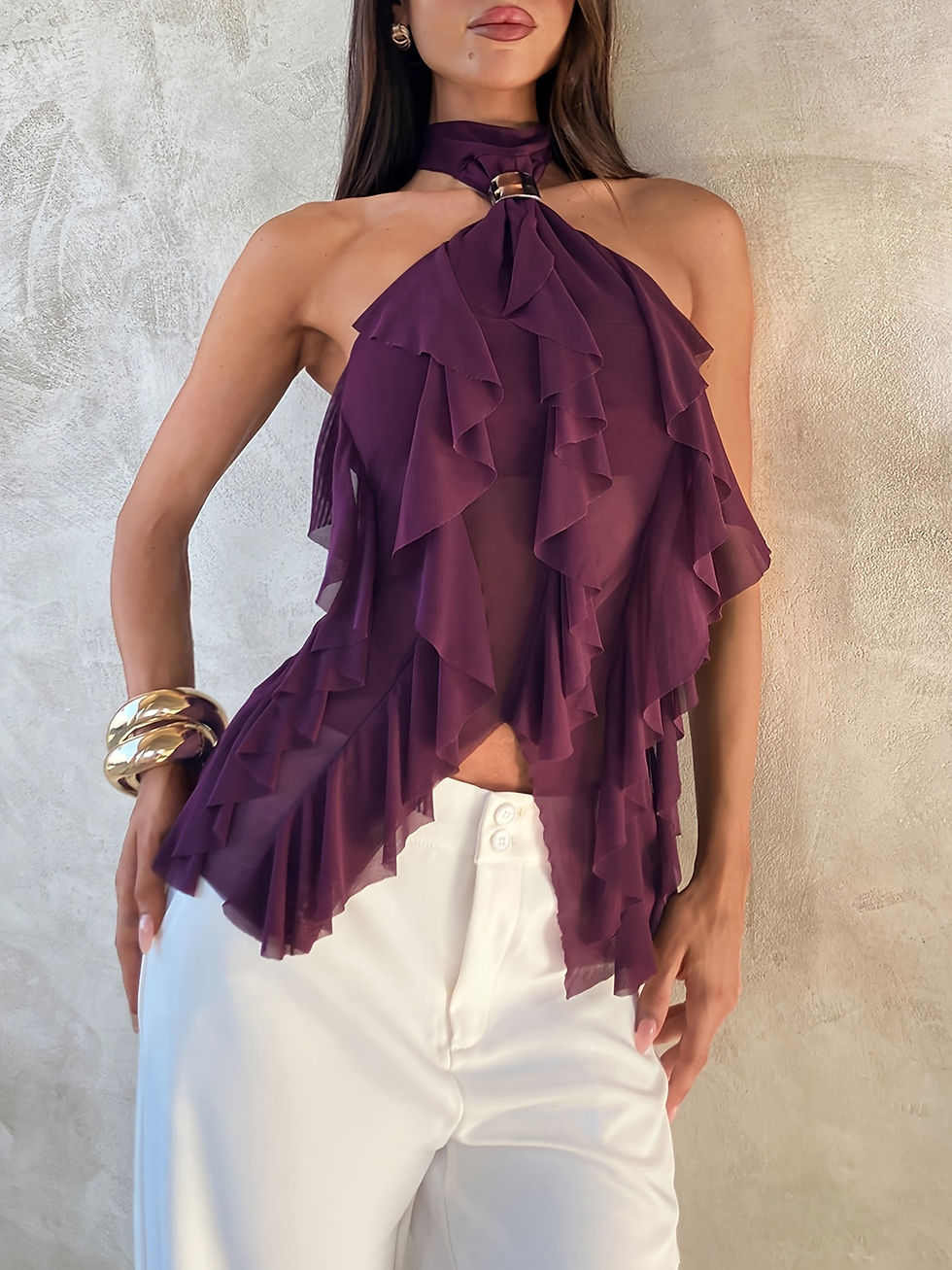 Thumbnail: Kutesy Kulture Khalani Ruffled Front Top 
