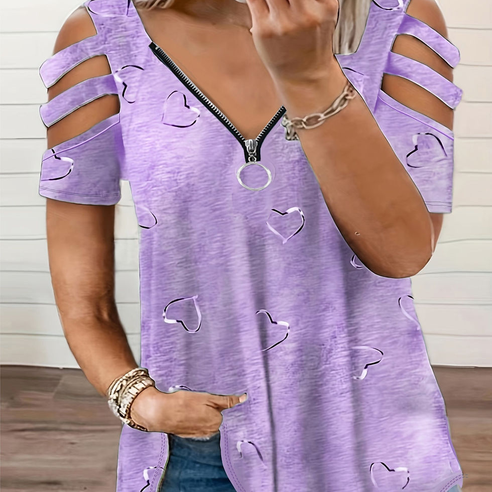 Thumbnail: Perfectly Plus Heart Cut-Out Sleeve Top 