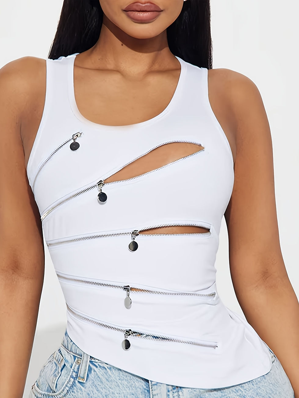 Thumbnail: Kutesy Kulture Slant Zip Tank Top