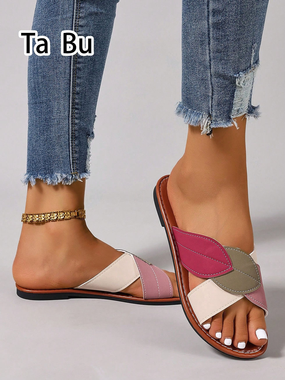 Thumbnail: The Shoe Platform Chic Leaf Flat Sandals