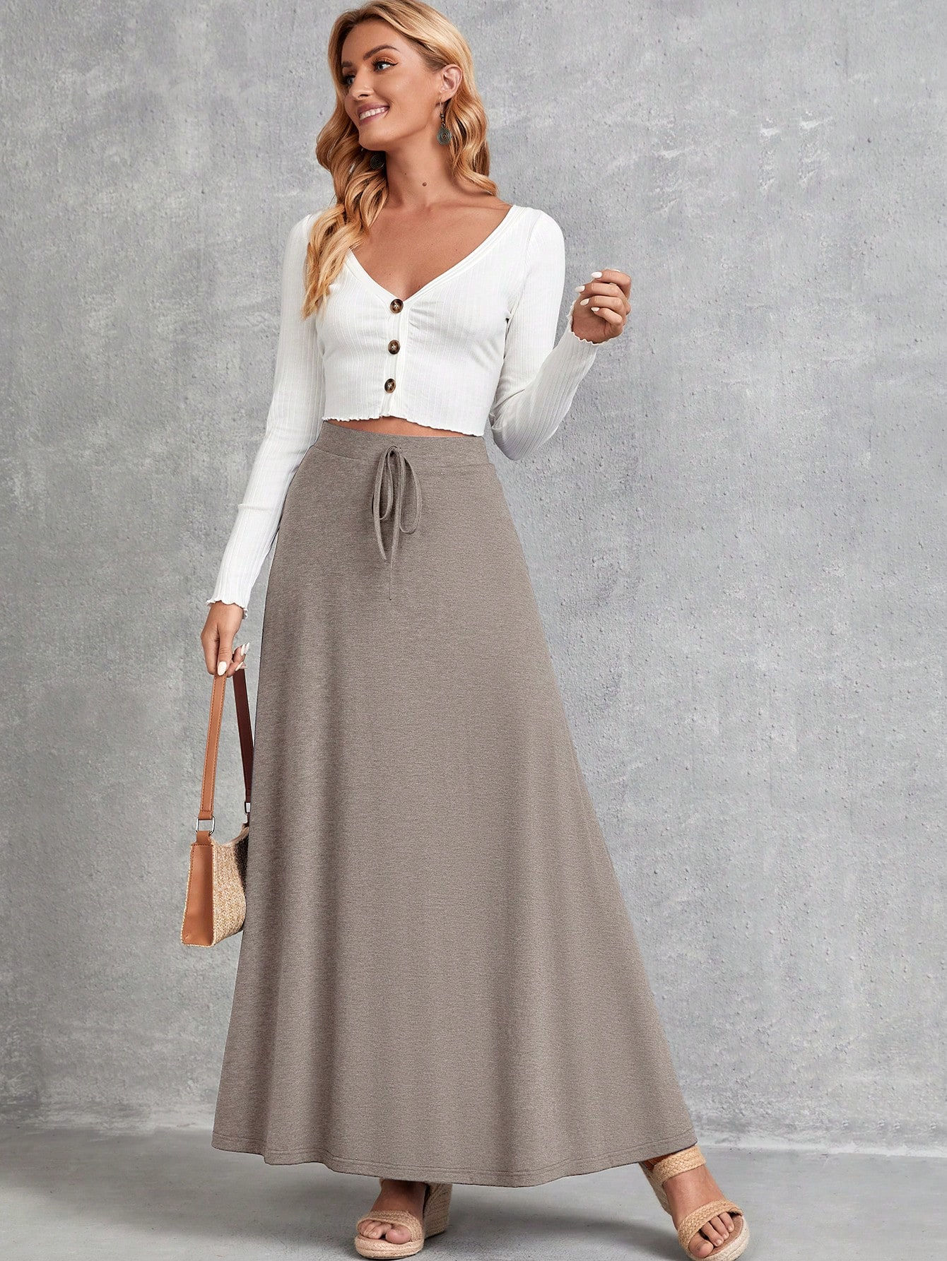 The Social Woman Maxi Flair Tie-Waist Skirt