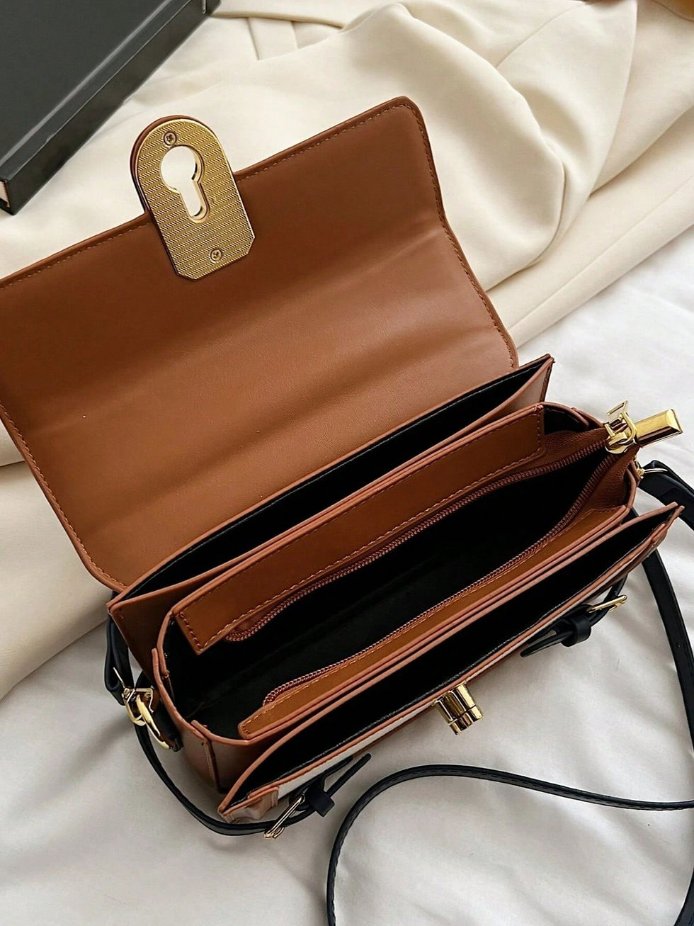 Thumbnail: Simplee Bagz Sqquare Biz Flap Crossbody Bag 