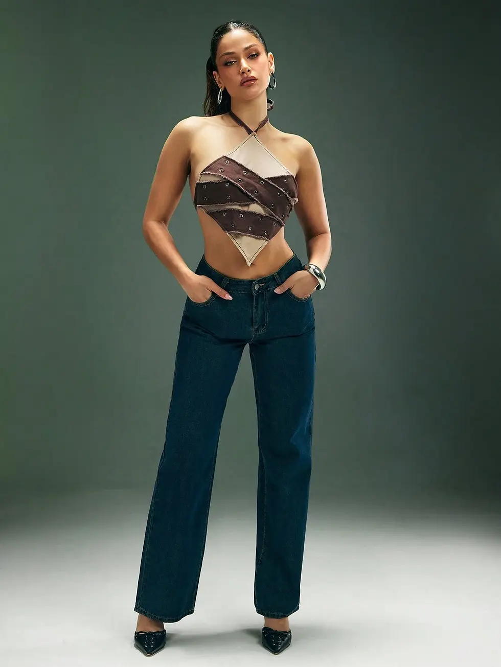 Thumbnail: Kutesy Kulture Diamond Crop Haltered Top