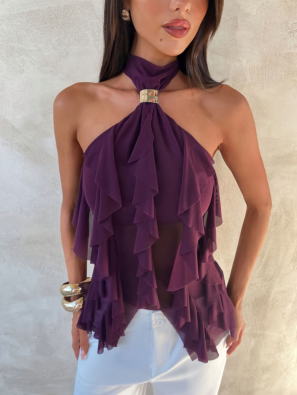 Thumbnail: Kutesy Kulture Khalani Ruffled Front Top 