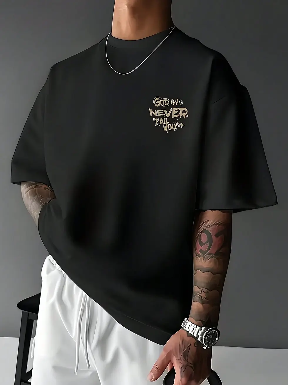 Thumbnail: Mozone Men's "God Will Never Fail You" T-Shirt