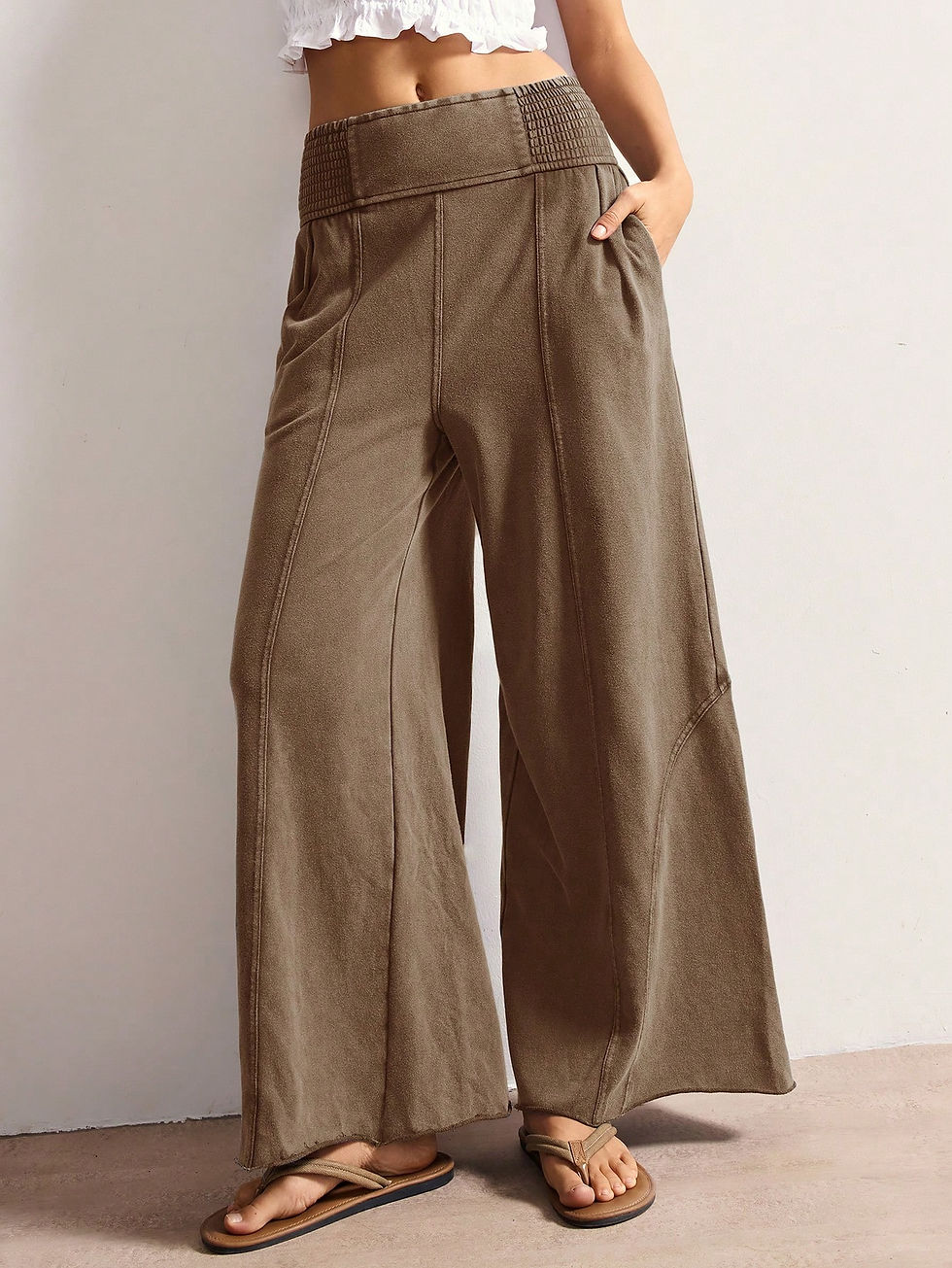 Thumbnail: Bizarre Bottoms Boho Mela Loose Wide-Leg Washed Pants